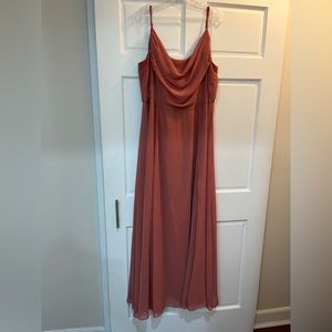 Cowl neck chiffon bridesmaid dress with slit - Sedona